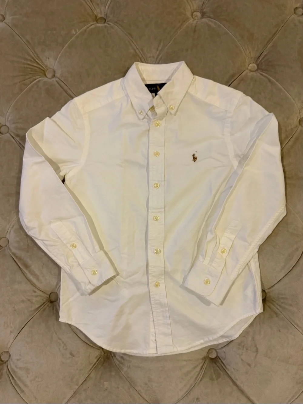 Polo Ralph Lauren Boys White Oxford Button-Down Shirt – Size 8 Small